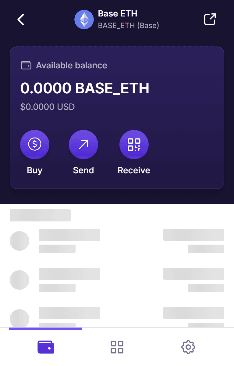 Stargazer Base ETH account showing the Receive button.